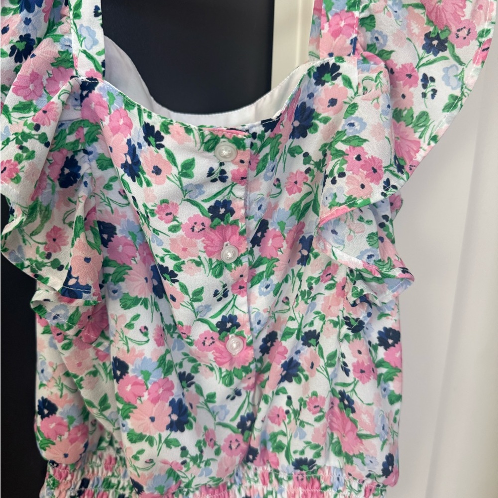 Janie and Jack - Matching Set: Floral Ruffle Top with Skirt (Pink and Green)